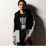 【RIELABO】パネル切り替えデザイン ジップアップパーカ