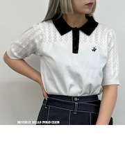 【BEVERLY HILLS POLO CLUB】透かし編みニットポロシャツ