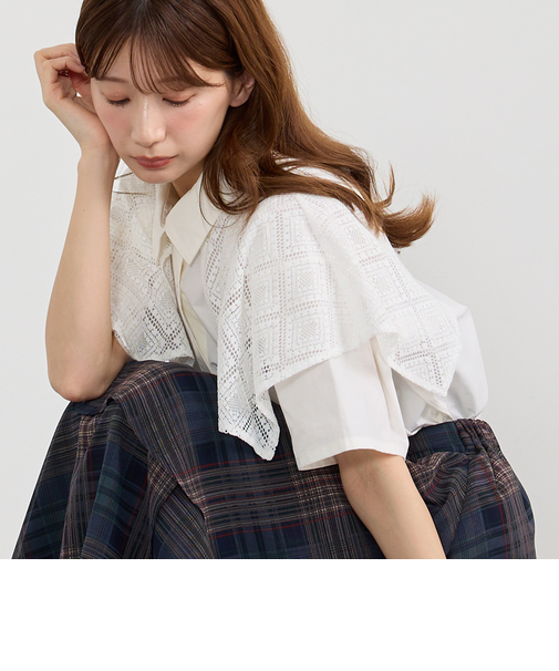 ハンカチヘムケープブラウス