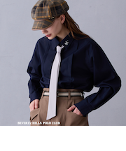 【BEVERLY HILLS POLO CLUB】ネクタイタックブラウス