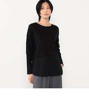裾切り替え布帛ドッキングロングTシャツ