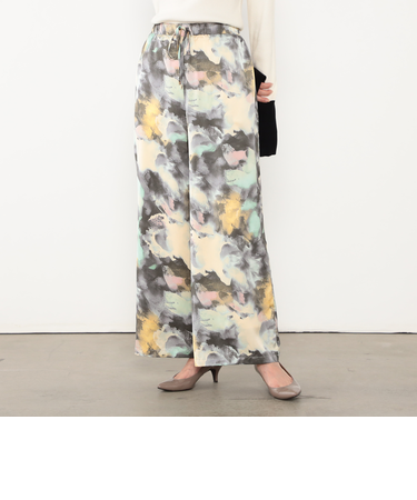 ウエストゴムボカシプリントワイドパンツ