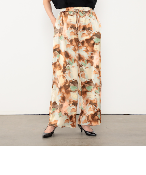 ウエストゴムボカシプリントワイドパンツ