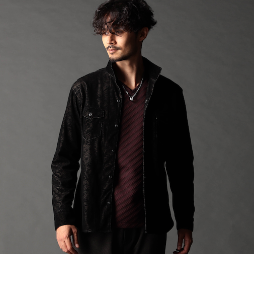 フロッキーペイズリープリントシャツ