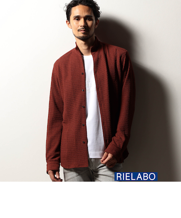 【RIELABO】バークジャカードスタンドカラーシャツ