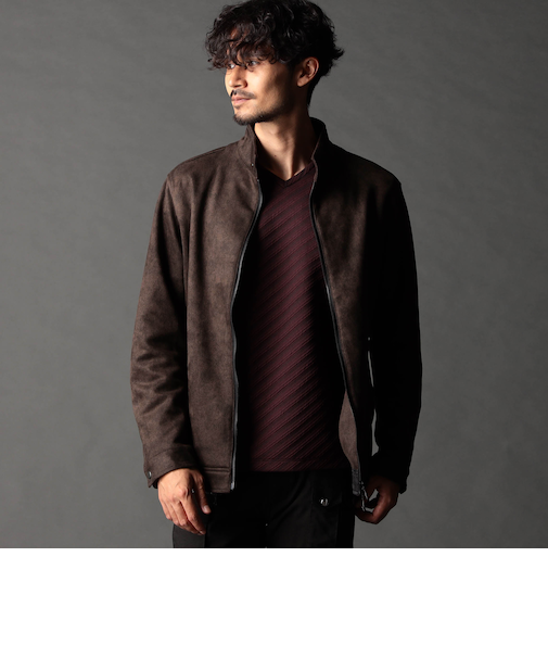 ポンチスウェードスタンドブルゾン