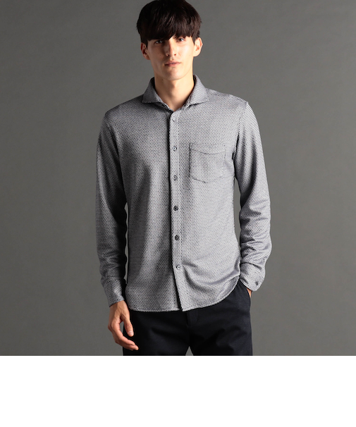 ジオメトリックドビージャージ カッタウェイカラーシャツ