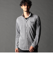 起毛ポンチ素材スタンドカラーシャツ