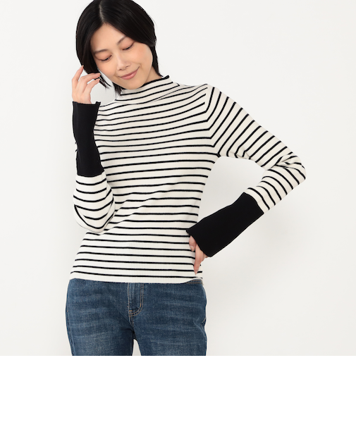 【WALDO】モックネック配色リブニット