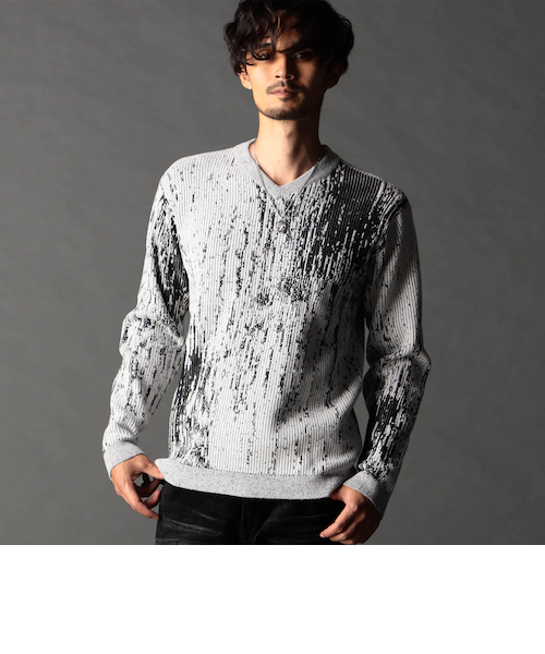 jonnlynx ジャカードＶネックプルオーバー jonnlynx ジャカードVネックプルオーバー セール】 カットジャ