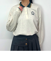 衿配色ロングポロシャツ