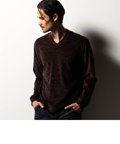 【RIELABO】カットコーデュロイ Vネックプルオーバー