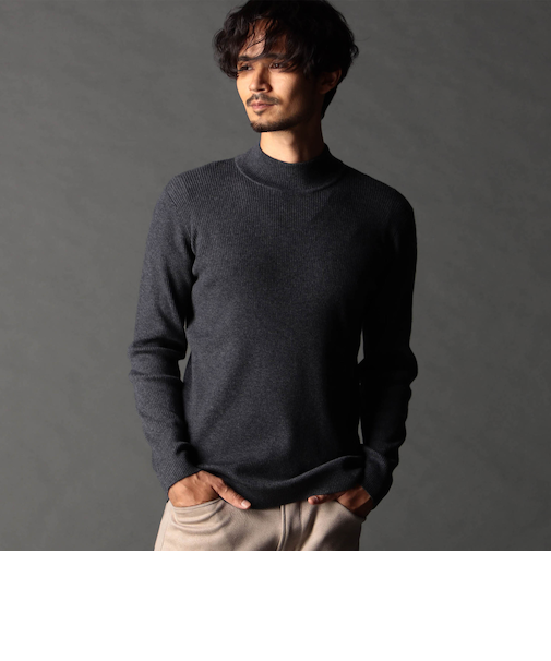 12G リブハイネックニット