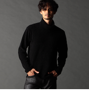 ブロックチェックベロア オフタートルプルオーバー