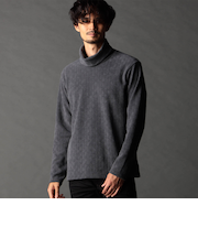 ブロックチェックベロア オフタートルプルオーバー