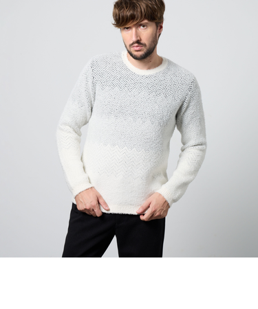 グラデーションシャギークルーネックニット