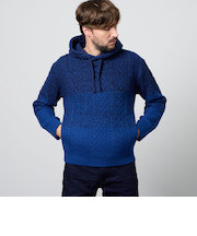 ケーブルグラデーションフーテッドプルオーバーニット