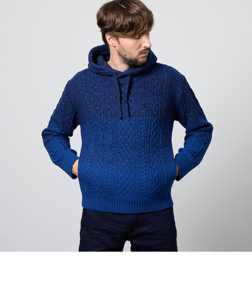 ケーブルグラデーションフーテッドプルオーバーニット