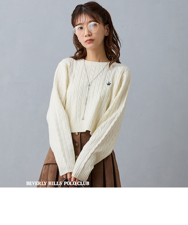 【BEVERLY HILLS POLO CLUB】ケーブル編みニット