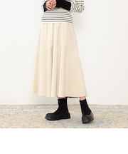 【WALDO】合皮ドッキングフレアスカート