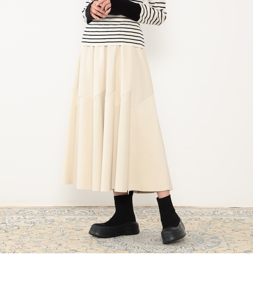 【WALDO】合皮ドッキングフレアスカート
