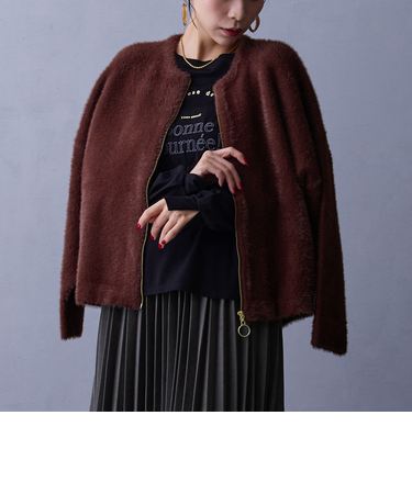 シャギーZIPカーディガン