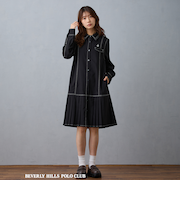 【BEVERLY HILLS POLO CLUB】ダブルカラープリーツワンピース
