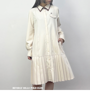 【BEVERLY HILLS POLO CLUB】ダブルカラープリーツワンピース