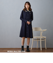 【BEVERLY HILLS POLO CLUB】ダブルカラープリーツワンピース