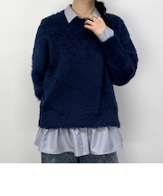 シャギークルーネックプルオーバー