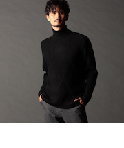 ビッグバスケットジャカード タートルネックニット