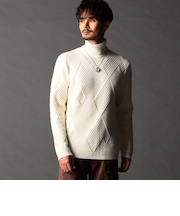 ビッグバスケットジャカード タートルネックニット