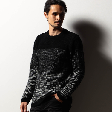 【RIELABO】グラデーションクルーネックニット