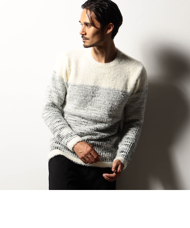 【RIELABO】グラデーションクルーネックニット