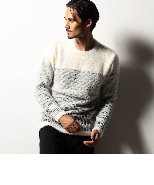 【RIELABO】グラデーションクルーネックニット