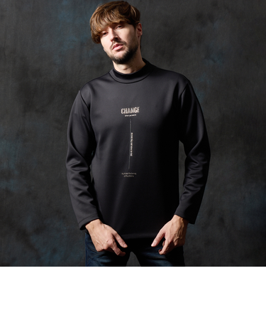 ストレッチポンチジェルプリントモックネックプルオーバー