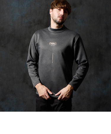 ストレッチポンチジェルプリントモックネックプルオーバー