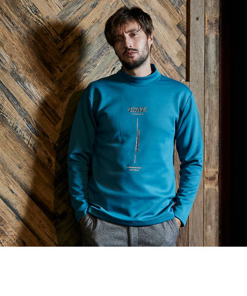 ストレッチポンチジェルプリントモックネックプルオーバー