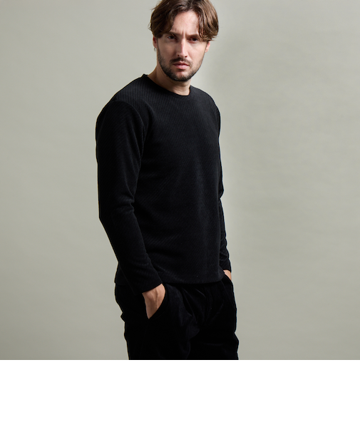 【HIDEAWAYS BLACK】シェニールバイアスジャカードプルオーバー