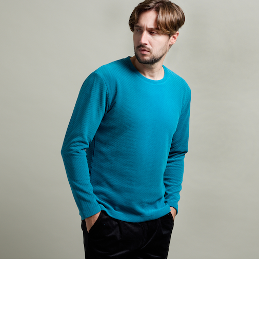 【HIDEAWAYS BLACK】シェニールバイアスジャカードプルオーバー