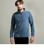 【HIDEAWAYS BLACK】モールブロックチェックスタンドハーフジッププルオーバー