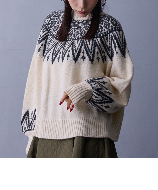 求心ジャガードニットプルオーバー
