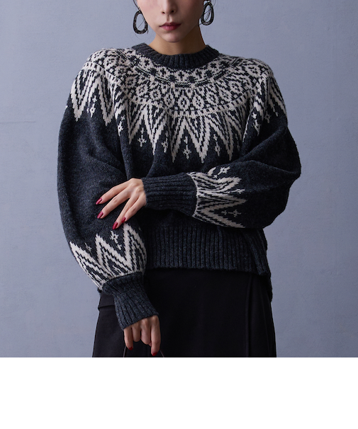 求心ジャガードニットプルオーバー