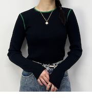 バイカラーニットプルオーバー