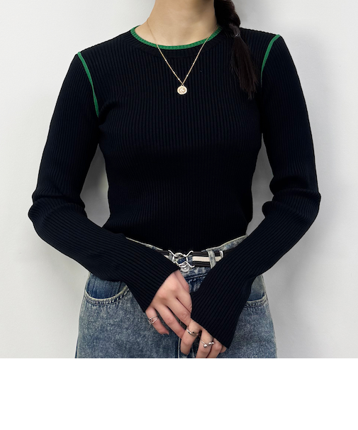 バイカラーニットプルオーバー