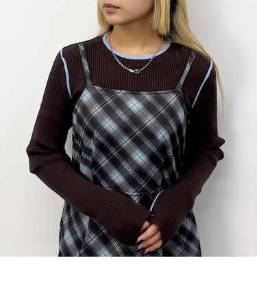 バイカラーニットプルオーバー