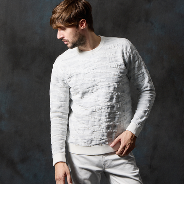 カモフラブリスタージャカードクルーネックニット