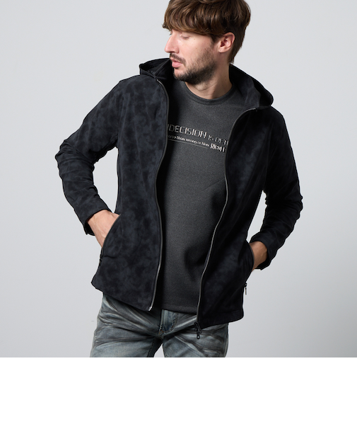 ムラプリントスタンドアップジップブルゾン