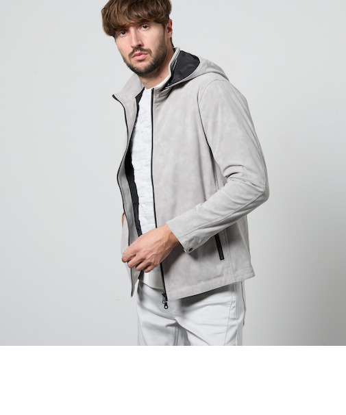 ムラプリントスタンドアップジップブルゾン