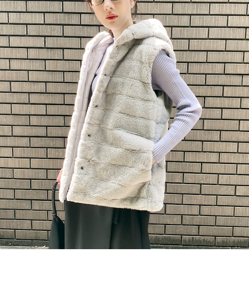 リバーシブルファーベスト